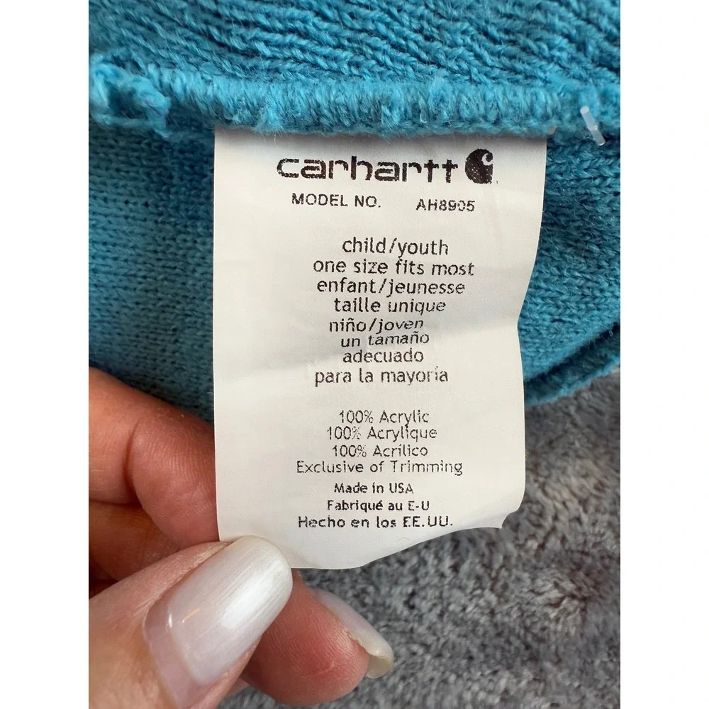 Carhartt Kids Youth Acrylic Watch Hat Beanie Turquoise‎ Blue AH8905 Made in USA